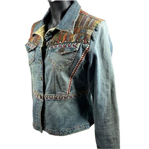 Cripple Creek Ranchwear Denim Jacket Embroidered Aztec CW8612 Women's Medium - Picture 3 of 16